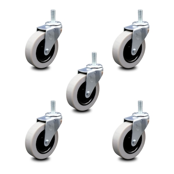 3 Inch Thermoplastic Rubber Wheel 1/2 Inch Threaded Stem Caster SCC, 5PK